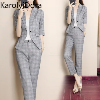 

Women's suit 2020 summer Korean version fashion temperament casual middle-sleeved suit professional suit thin section