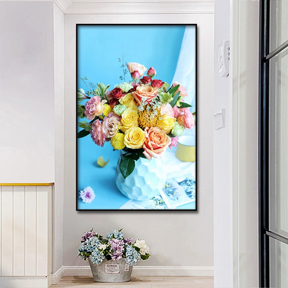 

Multi-color Rose Flower Arrangement 1pcs Modern Home Wall Decor Canvas Picture Art HD Print Painting On Canvas for Living Room