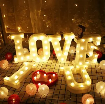 

3D Luminous Letters Night LED Light Creative Alphabet Marquee Sign Light Indoor Wall Hanging Night Lamp Wedding Party DIY