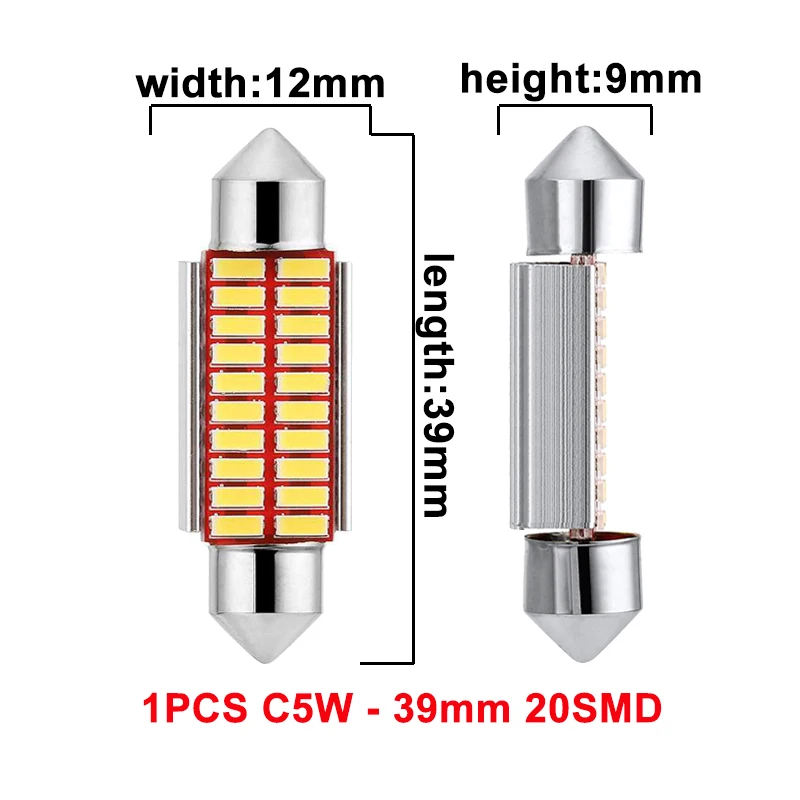 39mm 1x гирлянда 31 мм 36 мм 39 мм 41 мм C5W светодиодный светильник Canbus без ошибок 12 в 6000 К 4014 SMD Интерьер автомобильного салона свет для чтения C10W светодиодный Белый - Испускаемый цвет: 39mm
