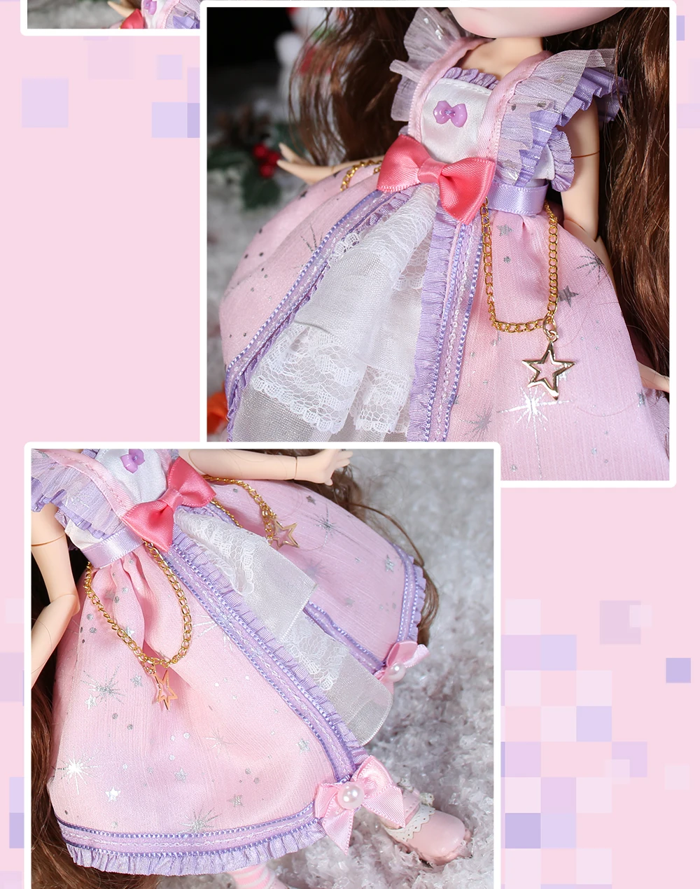 Neo Blythe Doll Bow Dress with Headdress & Socks 3