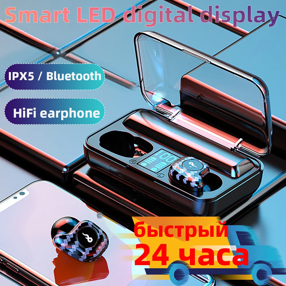 Original Bluetooth Earphones Wireless Headphone Touch Control LED With Microphone Sport Headset With 9D HiFi 24H Fast Delivery