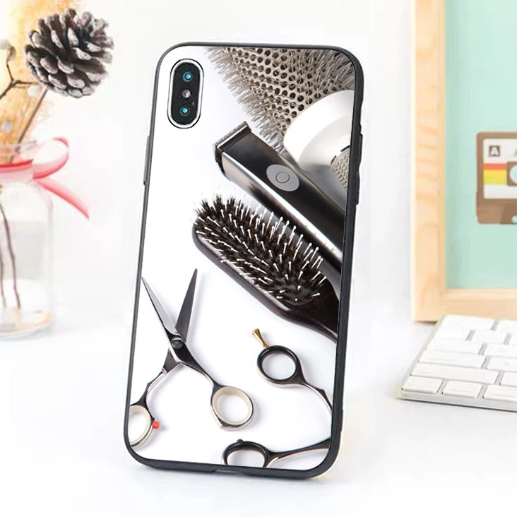 

Bernandez 5 5S SE 6 6S TPU phone case cover for iPhone 7 8 plus X Xs Max XR Hair Stylist Scissors Brush
