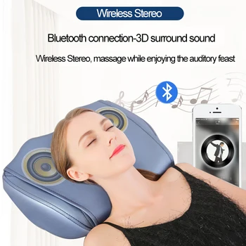 

Hot Compress Vibration Smart Massager Pillow Electric Traction Bluetooth Music Multifunction Massage For Back Shoulder Body