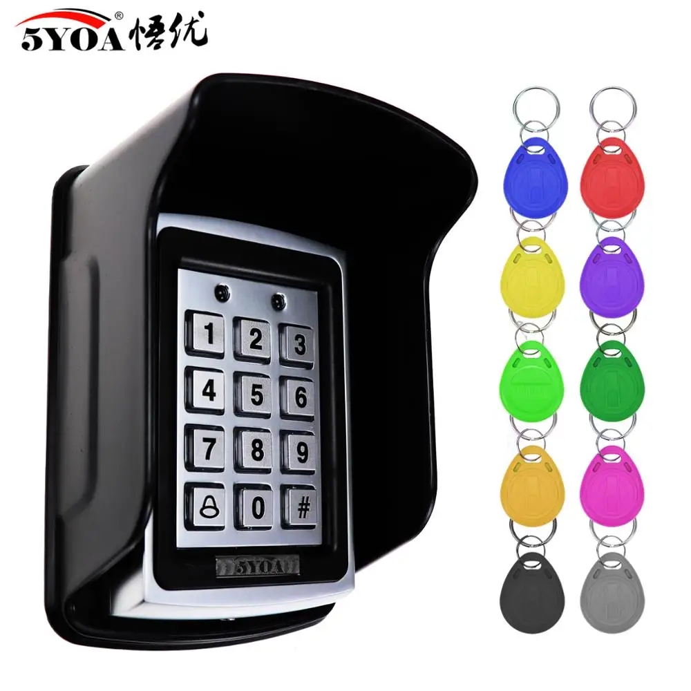 Hot Sale Waterproof Metal Rfid Access Control Keypad With 1000 Users+ 10 Key Fobs For RFID Door Access Control System
