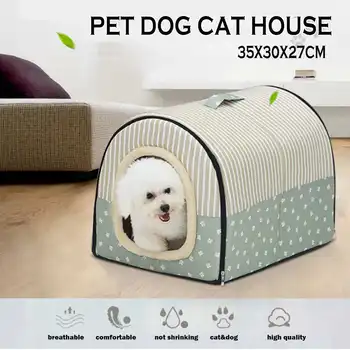 

Small Dog House Kennel Nest 10 Types with Keep Warm Soft Mat Foldable Pet Dog Bed Cat Bed House Washable