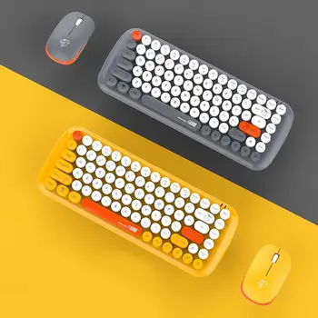 

AJAZZ Mini Portable Wireless Keyboard and Mouse Set 86 keys Power Saving 2.4GHz Desktop Laptop Keyboard and Mouse Round Keycaps