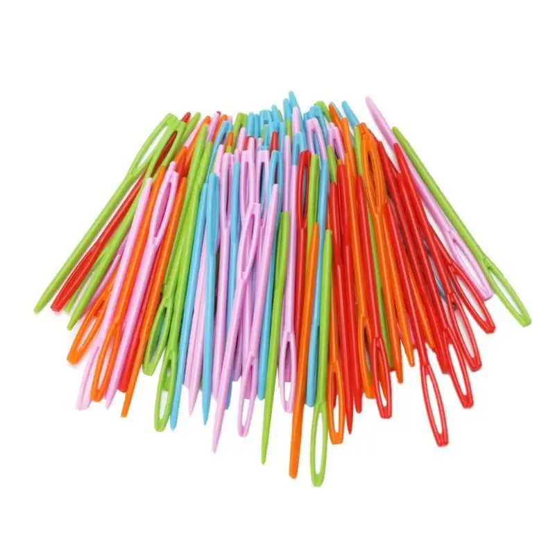 100Pcs-7cm-Plastic-Knitting-Needles-Crochet-Hooks-Tapestry-Wool-Yarn-Needles-Children-DIY-Sweater-Weaving-Tools (3)