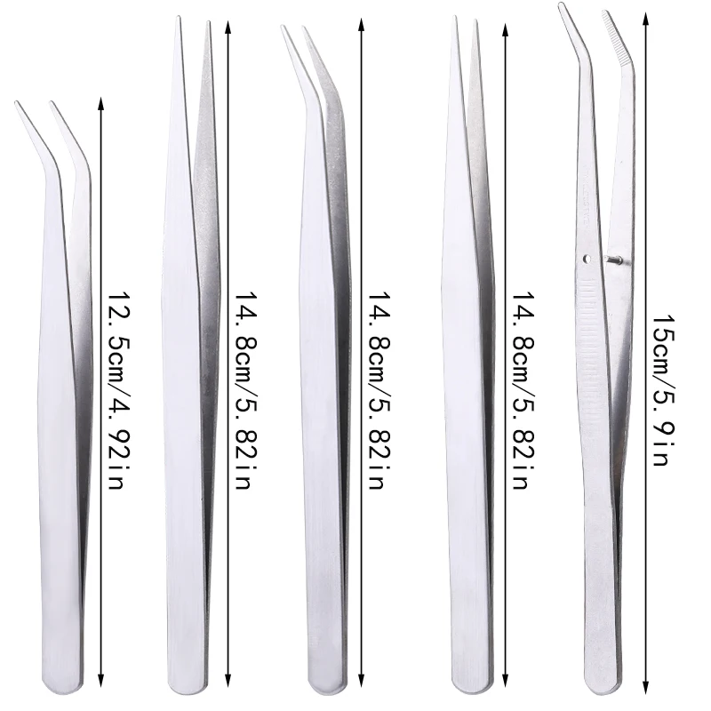 LMDZ Stainless Steel Anti-static Tweezers High Precision Anti-static Tweezers Bend Cross Tweezers Sewing Accessories Tools