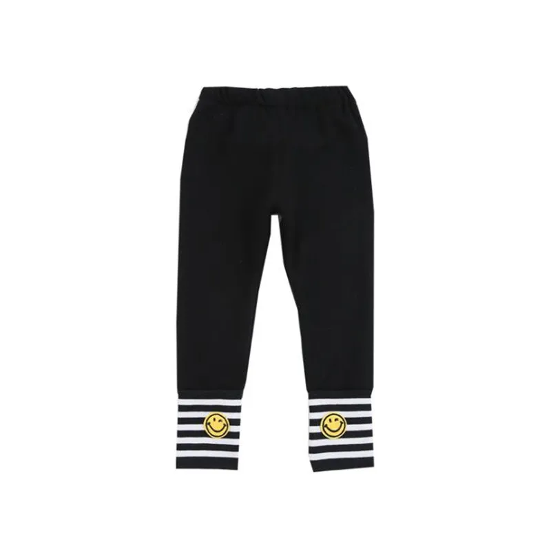 

DFXD 2020 зимние корейские детские леггинсы улыбающееся лицо полосатые длинные брюки-карандаш 100% хлопок для девочек плюс бархатные облегающие брюки