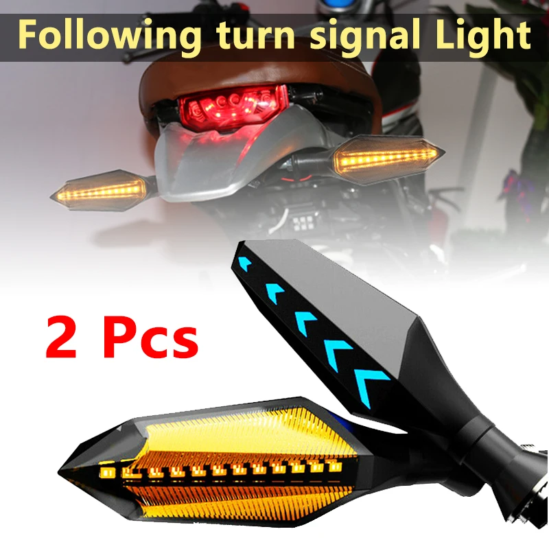 

2Pcs Motorcycle 12 LED Turn Signal Sequential Flowing Indicator Lights Amber Flicker Lights Accessories