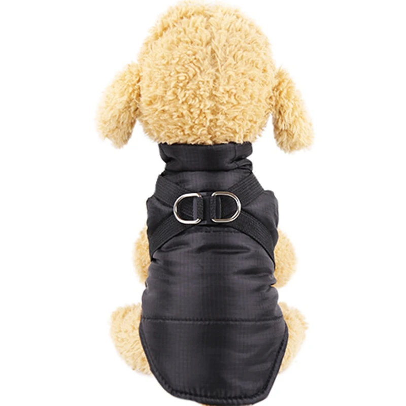 Водостойкое пальто для домашних животных зимняя теплая одежда для собак куртка для собак жгут жилет для собак чихуахуа Йорк одежда с нагрудным ремнем