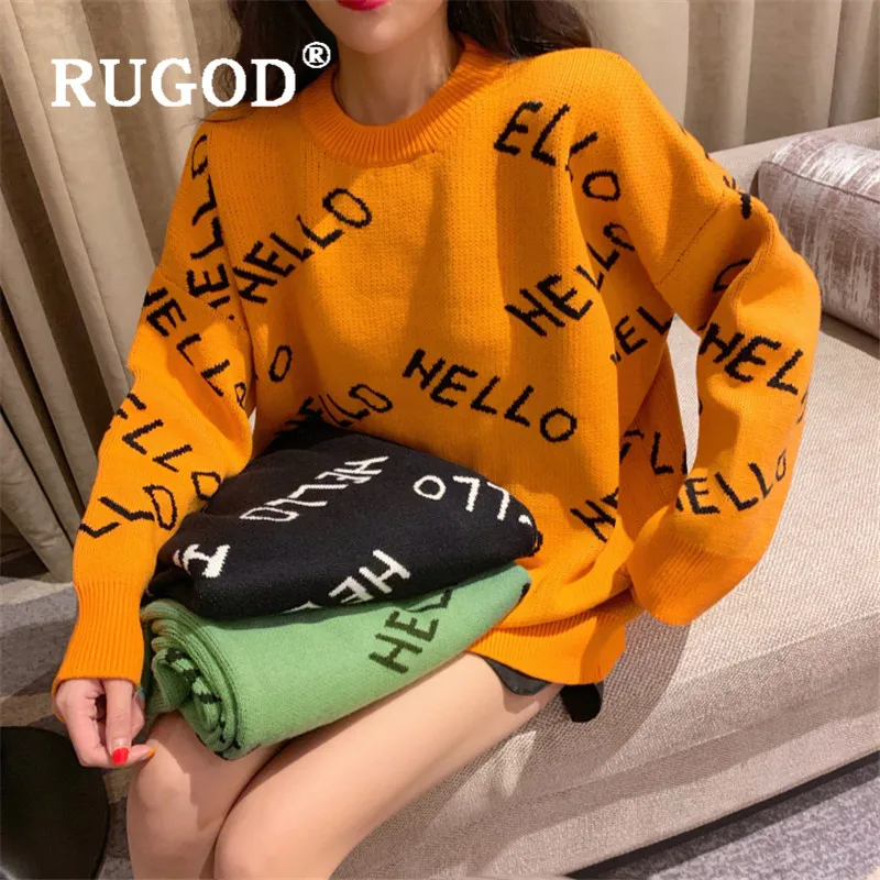 RUGOD Новое Осеннее поступление женский свитер Пуловеры с круглым вырезом