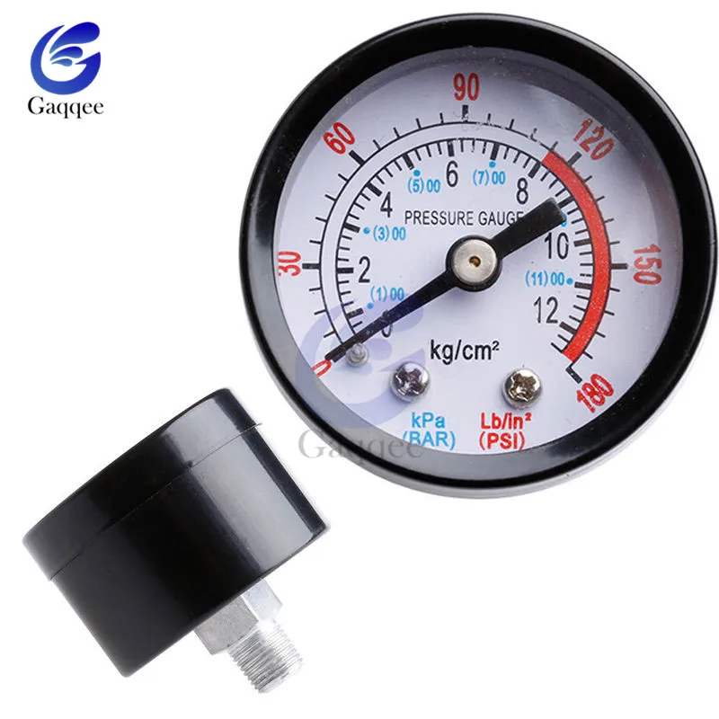 PPortable Dual Scale Dial Gauge 1/4" NPT 1/4" 1/8" BSP Vacuum Pressure Meter Gauge Manometer Dial Display Digital Pressure Gauge