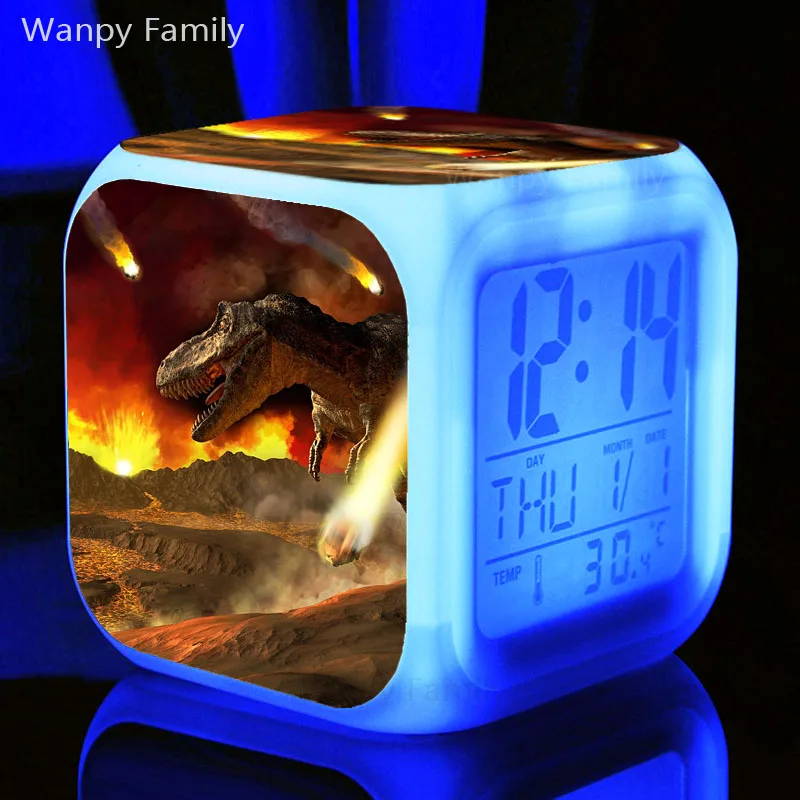 Парк Юрского периода Динозавр будильник светодиодный Цвет Изменение будильника детские игрушки подарок многофункциональный сенсорный зонд светящиеся часы
