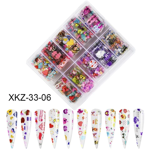 Star Transfer Paper Laser Leopard Print Gale Camouflage Small Fresh Fruit Star Set Nail Sticker Decorative Art 1Box 10 Grid