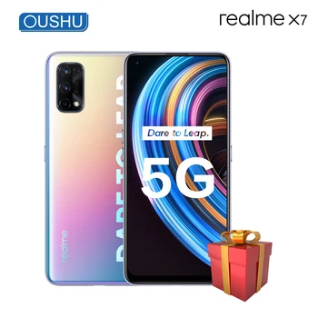 Перейти на Алиэкспресс и купить 2020 Оригинал realme x7 5G мобильный телефон 65W Smart VOOC 6,4 ''AMOLED Полный экран MediaTek Dimensity 800U Celular 64-мегапиксельная четырехъядерная камера