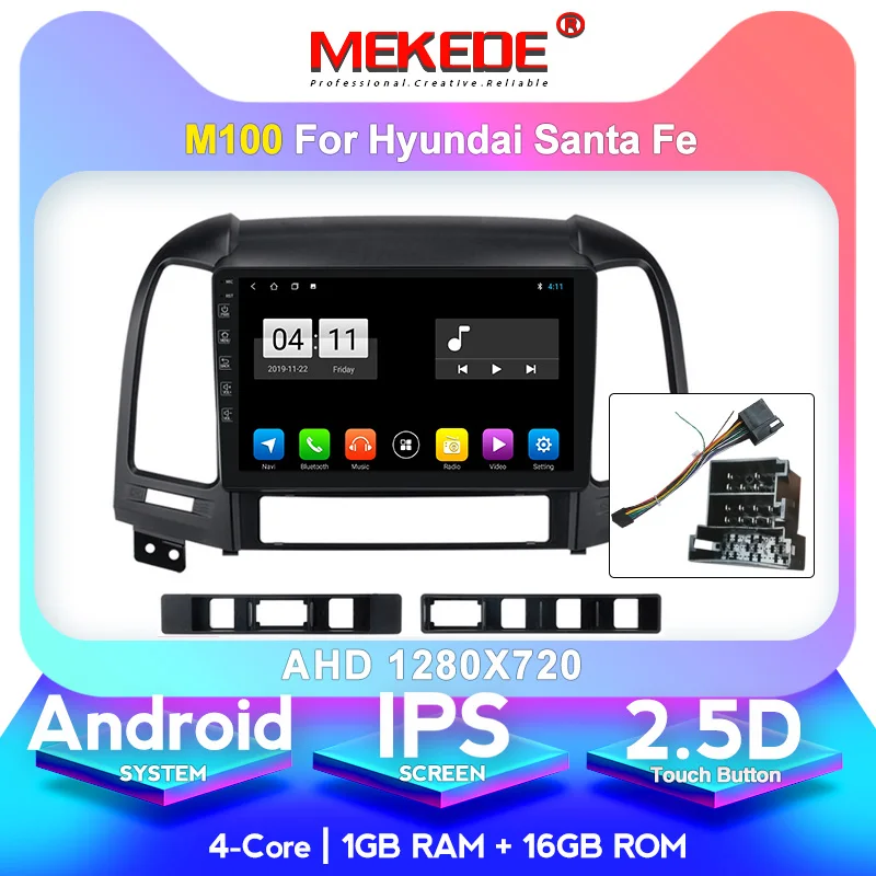 Android 10,0 прибытие! Mekede Автомобильный мультимедийный плеер авторадио для hyundai Santa Fe 2 2006-2012 встроенный carplay DSP ips 4G - Цвет: 16GB Big cable