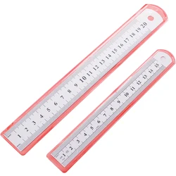 Aço inoxidável régua reta estudantes papelaria de metal dupla face ferramenta de medição 15/20cm governantes escola material de escritório