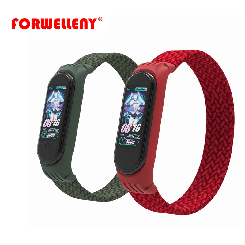 

Forwelleny For Xiaomi Band 5 4 3 Nylon Solo Loop Braided Strap Accessories
