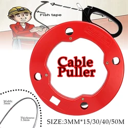 15/30/40/50M Steel Cable Push Puller Conduit Ducting Snake Rodder Fish Tape Wire Guide Device Wall Wire Conduit Accessories
