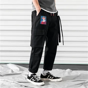 

Hip Hop Harem Pants Streetwear Casual Men Pants 2019 Fashion Summer Trousers Pink Cargo Pants Men With Side PocketsMen Joggers