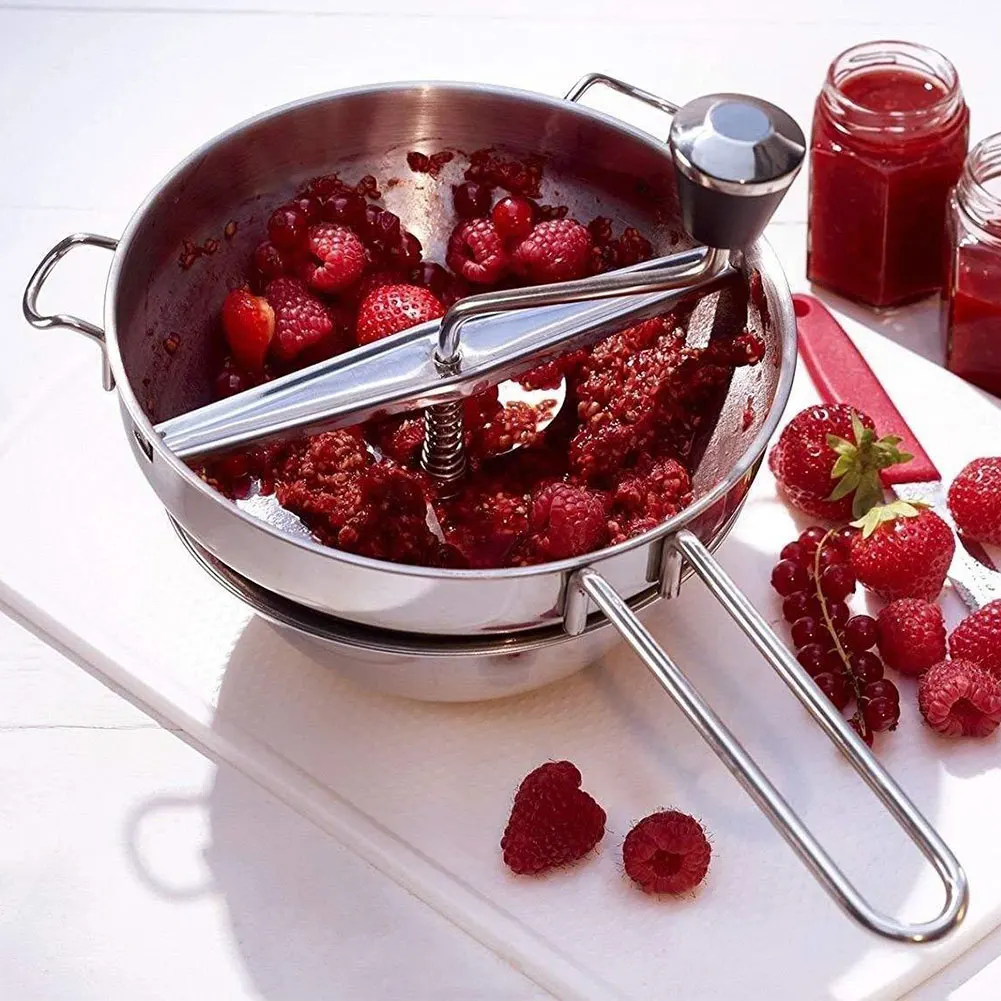 

Baby Stainless Steel Cooking Mixer With 3 Discs Food Mill Dishwasher Safe Fruit Shredding Practical Durable Easy Clean Kitchen