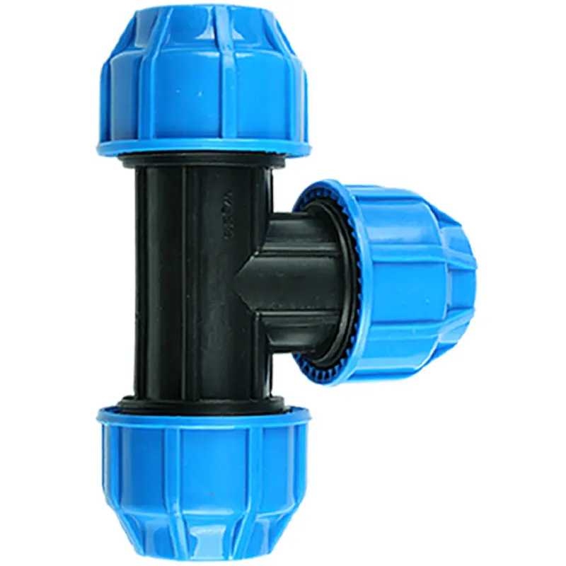 

20mm Plastic PP Thick Quick Connector T Type Blue Black Caps Adapter PE Pipe Fittings for Irrigation