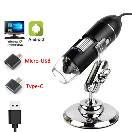 1600X 3 in 1 USB Digital Microscope Type-C Electronic Microscope Camera Zoom Magnifier Endoscope 8 LEDs for mobile phone repair waist measuring tape Measurement & Analysis Tools