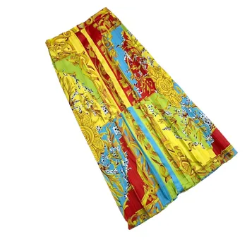 

Ladies High Quality Twill Pleated Skirts 2020 Summer New Arrival Branded Gold Print Street Chic Fashion Designer Wear