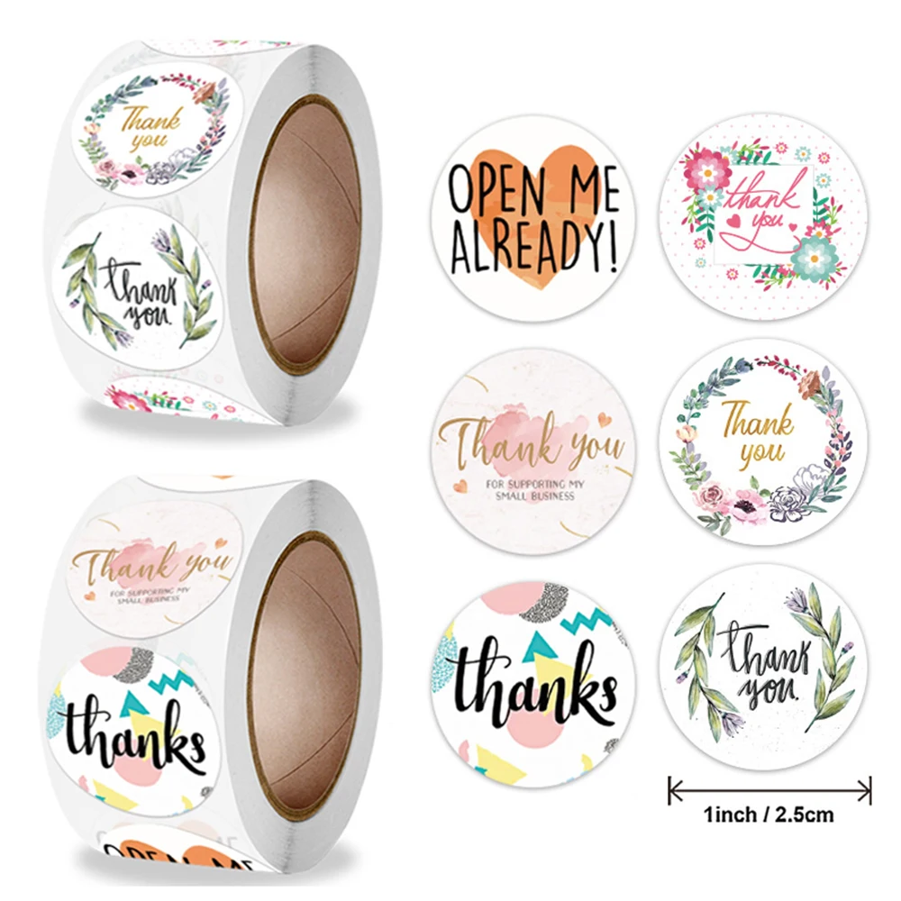 

500pcs 2.5cm Flower Thank You Sticker Envelope Sealing Decoration Greeting Card Label Stationery Stickers