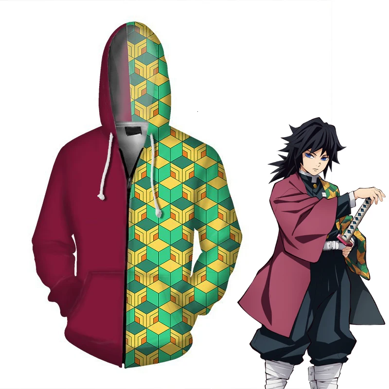 

Giyuu Tomioka Cosplay Demon Slayer Cosplay Kimetsu No Yaiba Anime Hoodies Men Halloween Costumes Men Sweatshirt Jacket Coat