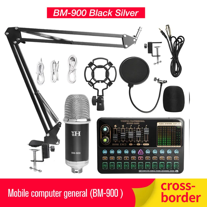 Placa de Som para Computador Karaoke ao Vivo 800 sem Fio Profissional Microfone Condensador Bluetooth V10 Pro Telefone Cantando Jogos bm - Image 4