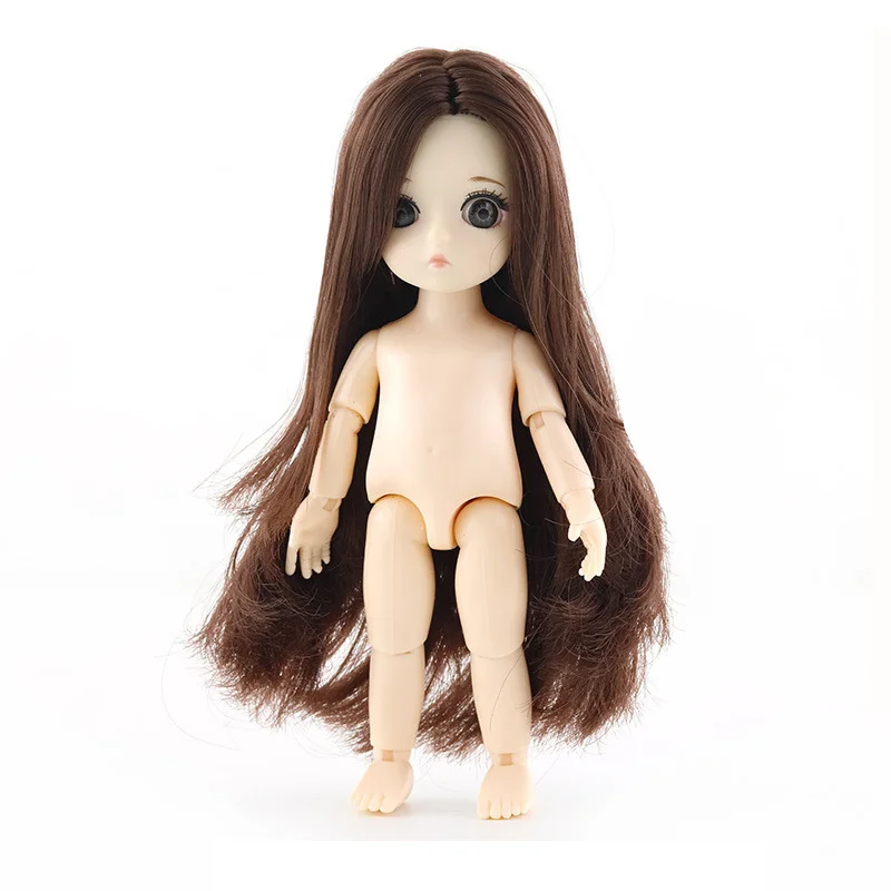 Новые длинные волосы 16 см 13 подвижные Соединенные 3D глаза Мини-куклы для девочек DIY макияж голый обнаженный тело Милые Игрушки для маленьких девочек кукла для подарков - Цвет: As Picture