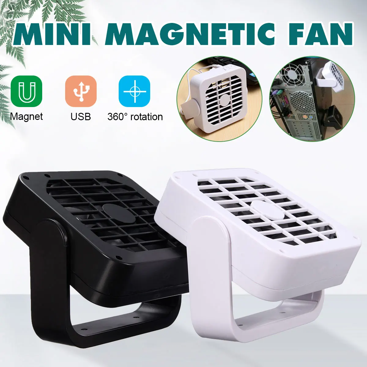 

Portable Mini Cooler Cooling Fan 360 Degree Rotation Super Mute USB Desk Fan for PC Computer Desktop Laptop Notebook
