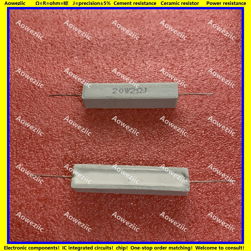 

10Pcs RX27 Horizontal cement resistor 20W 2 ohm 20W 2R 2RJ 20W2RJ 2ohm 20W2R Ceramic Resistance precision 5% Power resistance