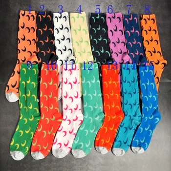 

Women Fashion Calf Socks Moon Pattern Print Cotton Pile Pile Socks Breathable Soft Cool Girls Calf Socks