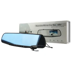 Caméra avant DVR HD 4.3 pouces, boîte noire d'enregistrement vidéo avec rétroviseur, pour voiture 