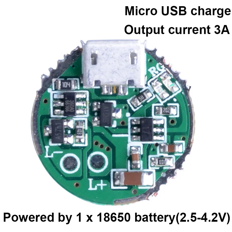 Печатная плата драйвера 20 мм 2 5 4 в micro USB зарядного привода для T6 U2 L2 18650 26650