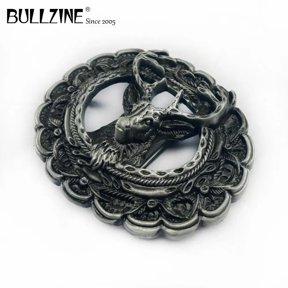 Оптовая продажа пряжка для ремня Bullzine в виде оленя с оловянной отделкой подходит