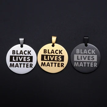 

2pcs/Lot Stainless Steel BLACK LIVES MATTER Round DIY Charms Pendants for Jewelry Making Accessories 38*30mm