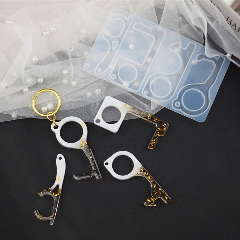 

Zero Touch Keychain Resin Casting Mold Open Door Helper Contactless Keyring Mold