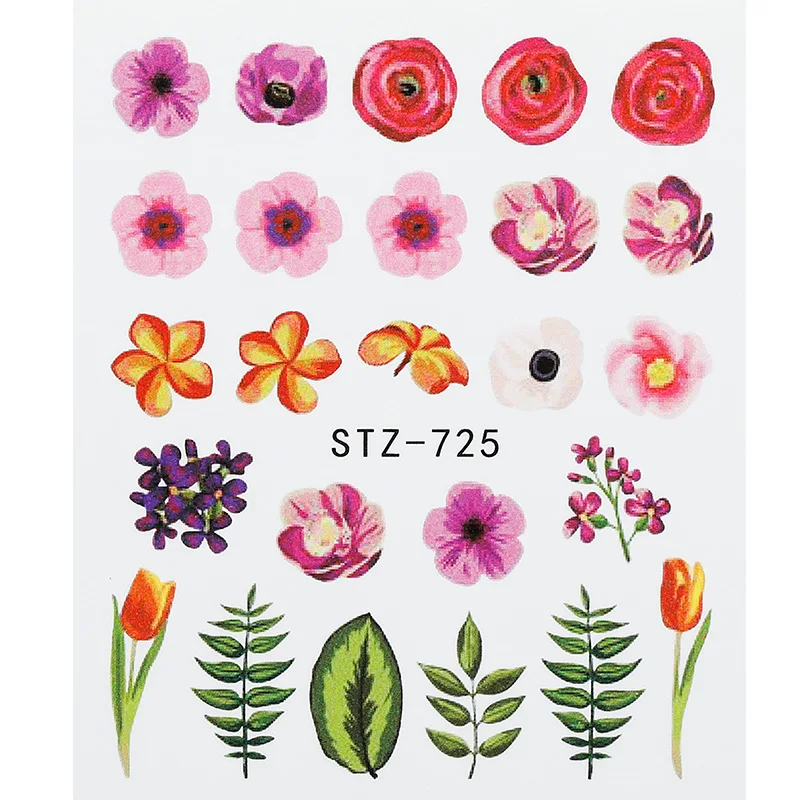 1 шт ногтей воды палочка цветок красочный дизайн украшения наклейки Советы - Цвет: STZ-725
