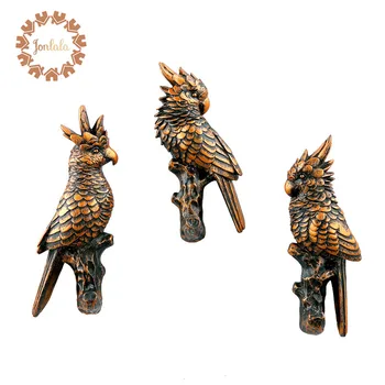 

3pcs/set American Decorative Hook White Brown Parrot Bird Creative Resin Animal Bathroom Wall Hanging Hook