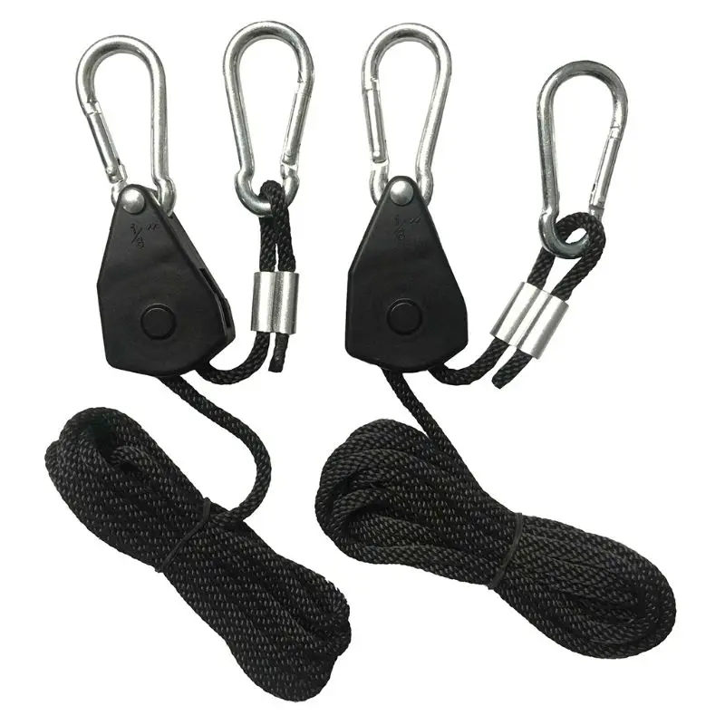 1/8" Pulley Rope Ratchet Locking Hanger Lifting Lanyard Tent Room Fan Grow Plant