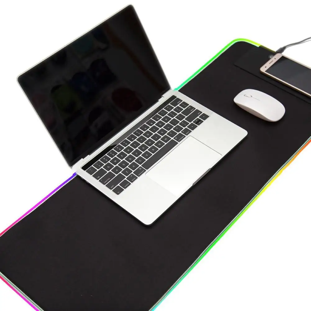 Светящийся светодиодный игровой коврик для мыши большой RGB компьютера ПК