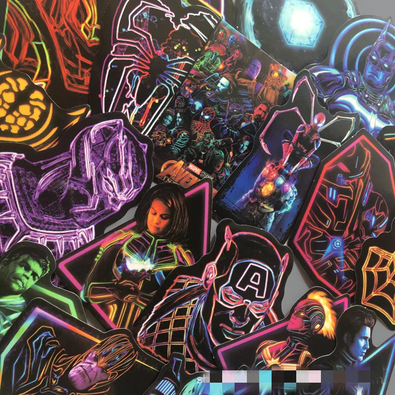 30/65 шт Неон одежда «Супергерои» наклейки "Мстители" для Чемодан ноутбука Наклейка скейтборд Стикеры s велосипед мотоцикл холодильник бомба JDM Стикеры