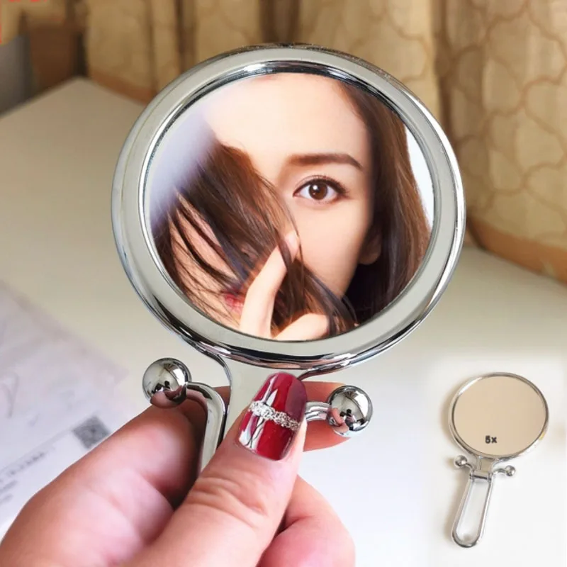 2 Times Magnifying Makeup Mirror Portable Folding Hand Held Mirror Double Sided Vanity Travel Adjustable Makeup Tools japanese cartoon double sided small round mirror 2x magnifying glass carry on makeup mirror folding mirror portable flip mirror