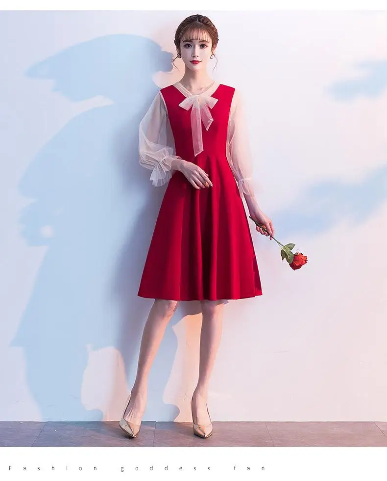 Формальное мусульманское платье красное простое Vestido De Noche реальное фото Официальное Платье женское элегантное ТРАПЕЦИЕВИДНОЕ вечернее платье с v-образным вырезом