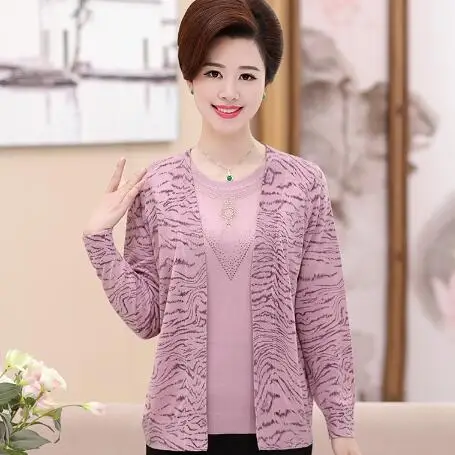 Really Two Piece Set Sweater Women O Neck Shirt+Cardigan Plus Size Leisure Spring Autumn Suits DC160 |